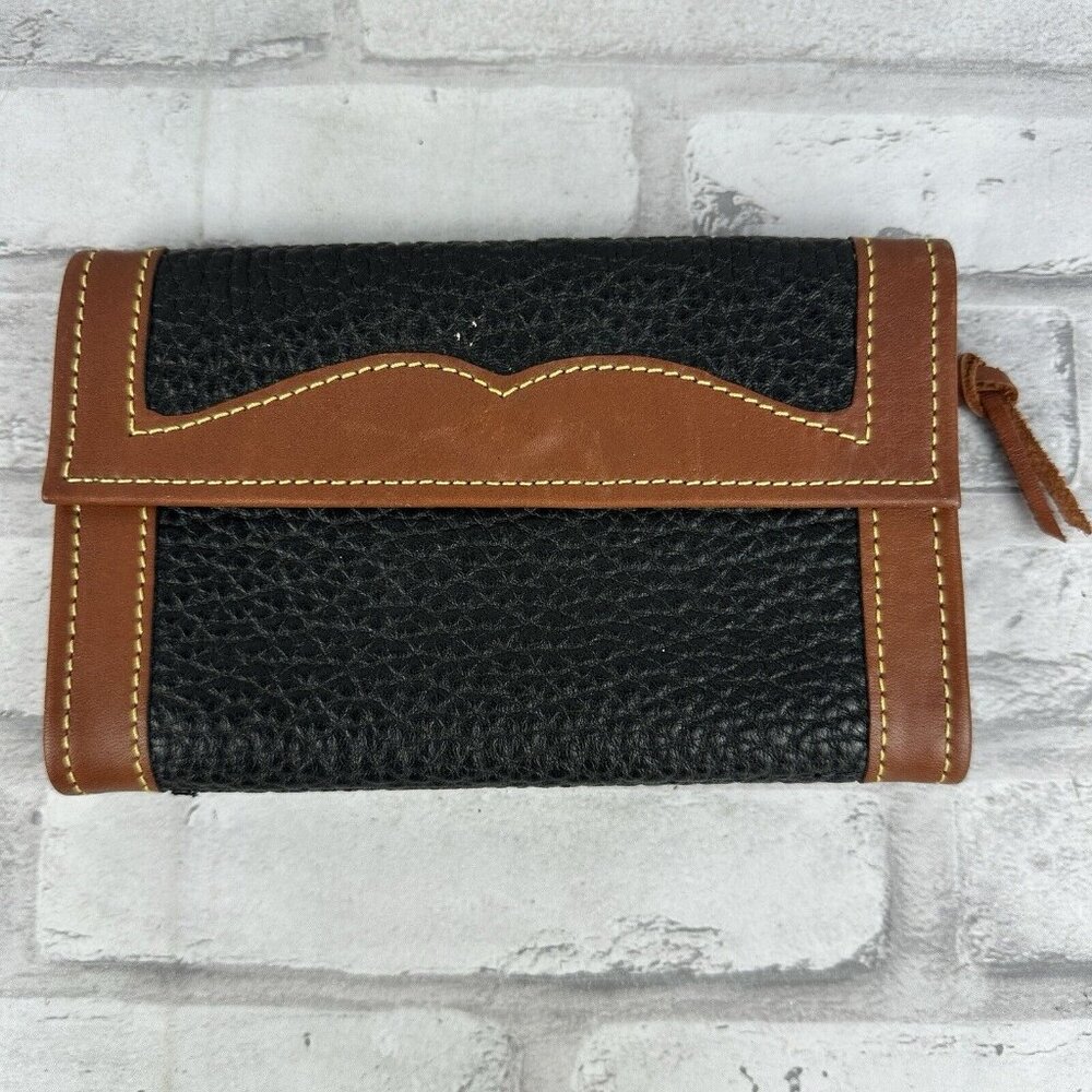 Circle Y of Yoakum Fold Over LEATHER Wallet Snap Closure Brown Black NWOT
